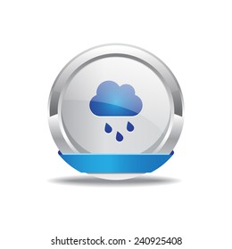Rain Cloud Blue Vector Icon Button