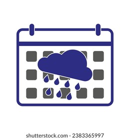Rain cloud calendar day icon. Vector illustration.