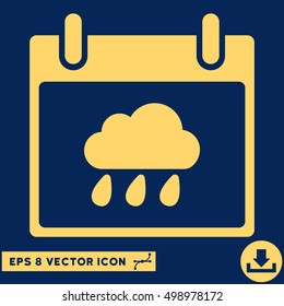 Rain Cloud Calendar Day icon. Vector EPS illustration style is flat iconic symbol, yellow color.