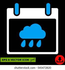 Rain Cloud Calendar Day icon. Vector EPS illustration style is flat iconic bicolor symbol, blue and white colors.