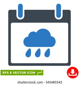 Rain Cloud Calendar Day icon. Vector EPS illustration style is flat iconic bicolor symbol, smooth blue colors.