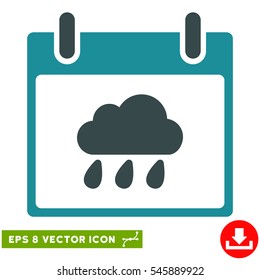 Rain Cloud Calendar Day icon. Vector EPS illustration style is flat iconic bicolor symbol, soft blue colors.
