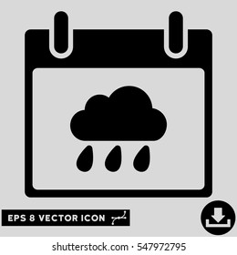 Rain Cloud Calendar Day icon. Vector EPS illustration style is flat iconic symbol, black color.