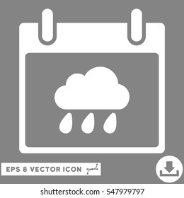 Rain Cloud Calendar Day icon. Vector EPS illustration style is flat iconic symbol, white color.