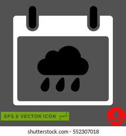Rain Cloud Calendar Day icon. Vector EPS illustration style is flat iconic bicolor symbol, black and white colors.