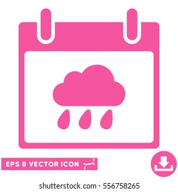 Rain Cloud Calendar Day icon. Vector EPS illustration style is flat iconic symbol, pink color.