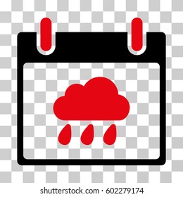 Rain Cloud Calendar Day icon. Vector illustration style is flat iconic bicolor symbol, intensive red and black colors, transparent background. Designed for web and software interfaces.
