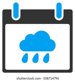 Rain Cloud Calendar Day vector toolbar icon. Style is bicolor flat icon symbol, blue and gray colors, white background.