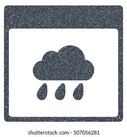 Rain Cloud Calendar Page grainy textured icon for overlay watermark stamps. Flat symbol with unclean texture. Dotted vector smooth blue ink rubber seal stamp with grunge design on a white background.