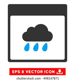 Rain Cloud Calendar Page icon. Vector EPS illustration style is flat iconic bicolor symbol, blue and gray colors.