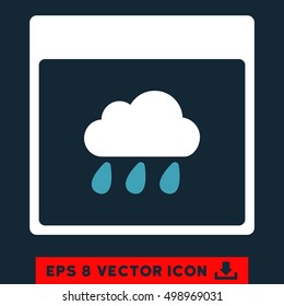 Rain Cloud Calendar Page icon. Vector EPS illustration style is flat iconic bicolor symbol, blue and white colors.