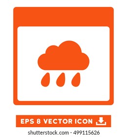Rain Cloud Calendar Page icon. Vector EPS illustration style is flat iconic symbol, orange color.