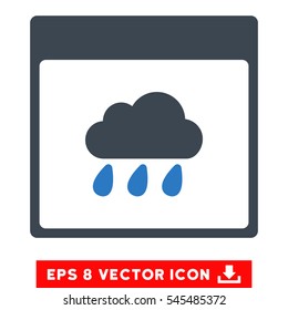 Rain Cloud Calendar Page icon. Vector EPS illustration style is flat iconic bicolor symbol, smooth blue colors.