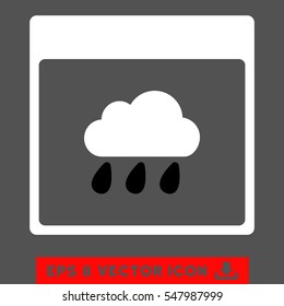 Rain Cloud Calendar Page icon. Vector EPS illustration style is flat iconic bicolor symbol, black and white colors.