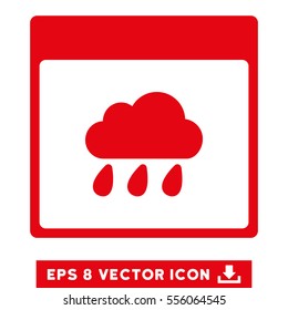 Rain Cloud Calendar Page icon. Vector EPS illustration style is flat iconic symbol, red color.