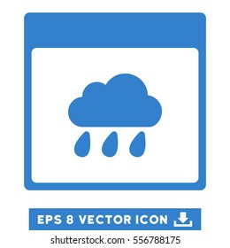 Rain Cloud Calendar Page icon. Vector EPS illustration style is flat iconic symbol, cobalt color.
