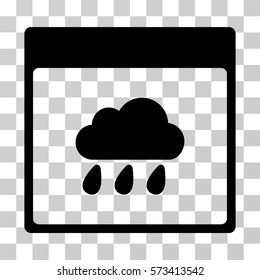 Rain Cloud Calendar Page icon. Vector illustration style is flat iconic symbol, black color, transparent background. Designed for web and software interfaces.