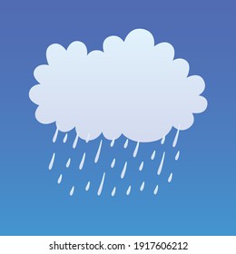 Rain cloud in a dark sky, weather forecast flat vector icon.