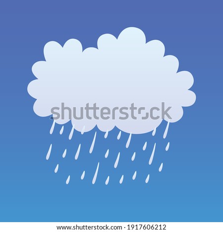 Rain cloud in a dark sky, weather forecast flat vector icon.