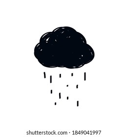 Rain cloud drop doodle logo icon sign emblem Hand drawn ink sketch Cartoon cute gesign for baby child or adult clothing like t-shirts or pajamas Fashion print apparel greeting invitation card banner