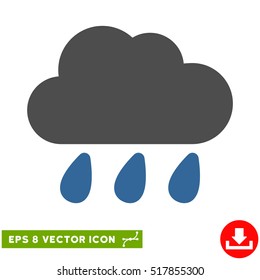 Rain Cloud EPS vector pictogram. Illustration style is flat iconic bicolor cobalt and gray symbol on white background.