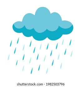 Rain cloud flat vector icon. Absence of sun, rain, rainy weather. Icon for weather app, game, website, weather station. Vector flat illustration, cartoon style