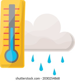 Rain Cloud and Gauge Concept, Water Level Vector Icon Design, Autumn or Fall activities Symbol, Dry weather Sign, Temperate climates Elements Stock illustration