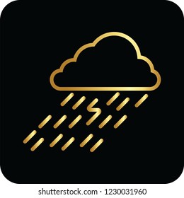 rain cloud golden icon for web and print rain cloud golden icon for web and print