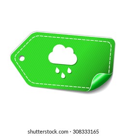 Rain Cloud Green Vector Icon Design