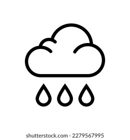 Regen Cloud Icon Schwarz Outline High Quality Vektorgrafik. EPS10