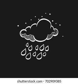 Rain cloud icon in doodle sketch lines. Season forecast