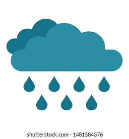 Rain cloud icon. Flat illustration of rain cloud vector icon for web design