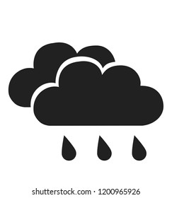 Rain cloud icon in flat style isolated on white background symbol for web site design, app, weather vector illustration EPS10