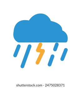rain cloud icon flat style