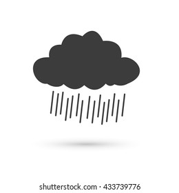 Rain Cloud Icon. Flat Vector Illustration In Black On White Background. EPS 10