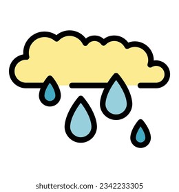 Rain cloud icon outline vector. Water save. Eco clean color flat