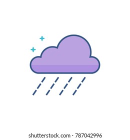 Rain cloud icon in outlined flat color style. Vector illustration.