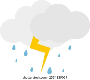 Rain cloud, rain cloud icon with raindrops and thunder lightning. Vector, designer illustration. Vector.