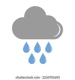 Rain cloud and rain icon. Rainy weather. Heavy rain. Vector.