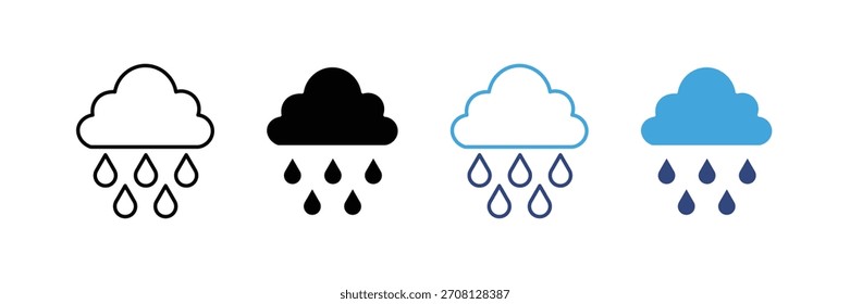 rain cloud icon set. weather water drop icon. vector illustration