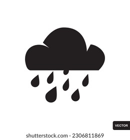 Rain cloud icon with shadow on a white background, vector illustration