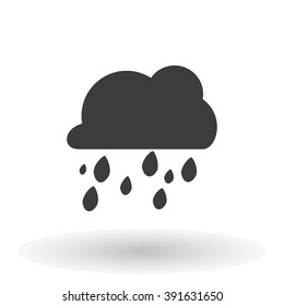 Rain cloud icon with shadow on a white background, vector illustration