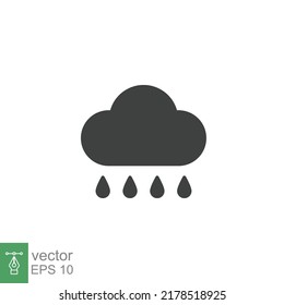 Rain cloud icon. Simple flat style. Drop water, cloudy symbol, raindrop, fall, spring, color, measure, nature, weather concept for web design. Vector illustration isolated on white background EPS 10