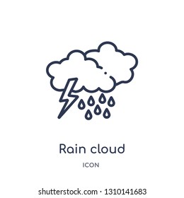 rain cloud icon from ultimate glyphicons outline collection. Thin line rain cloud icon isolated on white background.