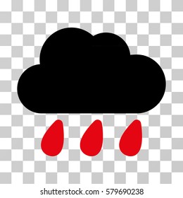 Rain Cloud icon. Vector illustration style is flat iconic bicolor symbol, intensive red and black colors, transparent background. Designed for web and software interfaces.