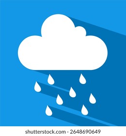 Rain cloud and rain icon vector on blue background