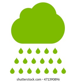 Rain Cloud icon. Vector style is flat iconic symbol, eco green color, white background.