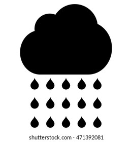 Rain Cloud icon. Vector style is flat iconic symbol, black color, white background.