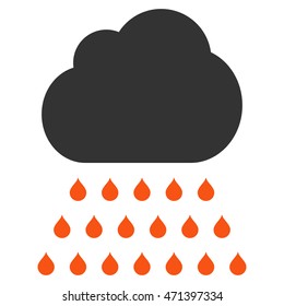 Rain Cloud icon. Vector style is bicolor flat iconic symbol, orange and gray colors, white background.