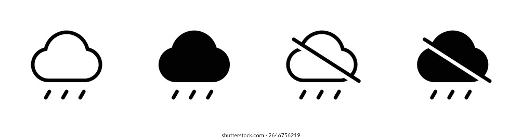 Rain cloud icon for weather applications, precipitation forecasts, seasonal alerts, and climate awareness designs.